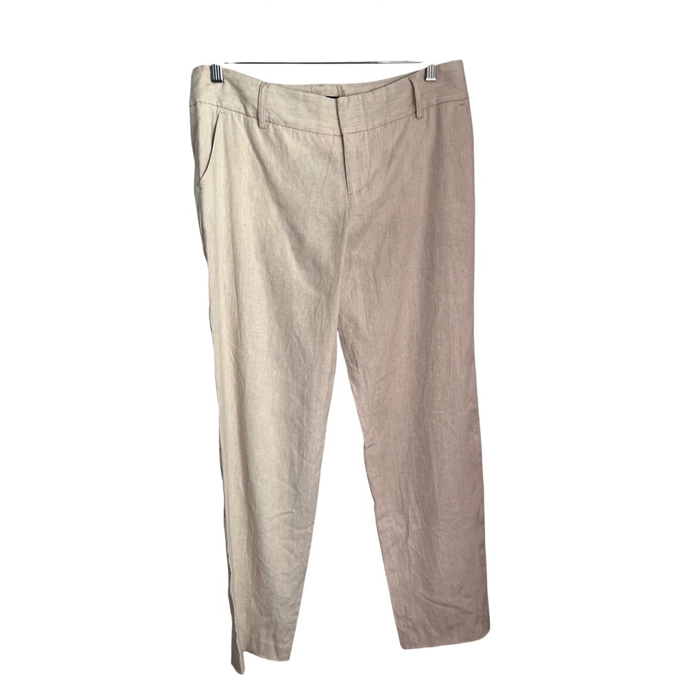 Alice + Olivia Employed Cropped Beige Linen Blend Pants Size 10 NWOT $239 - Picture 1 of 4
